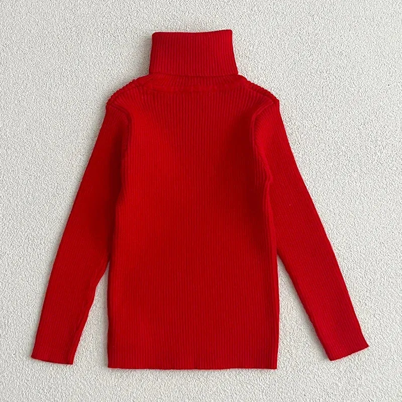 1-6Y Boys Girls Turtleneck Sweaters Autumn Baby Sweater Kids Sweaters For Winter Knitted Bottoming Boys Sweaters Vetement Enfant