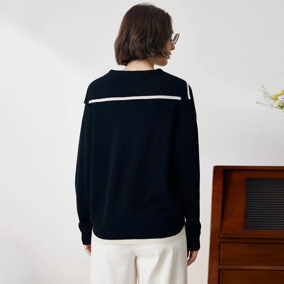 100% Cashmere Sailor Collar Sweater