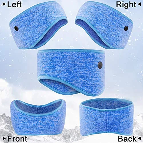 8 Pieces Ear Warmer Headbands with Buttons Winter Fleece Running Headband Fleece Earmuffs Sport Headband Winter Ear Covers for Men Women (Lined Style)