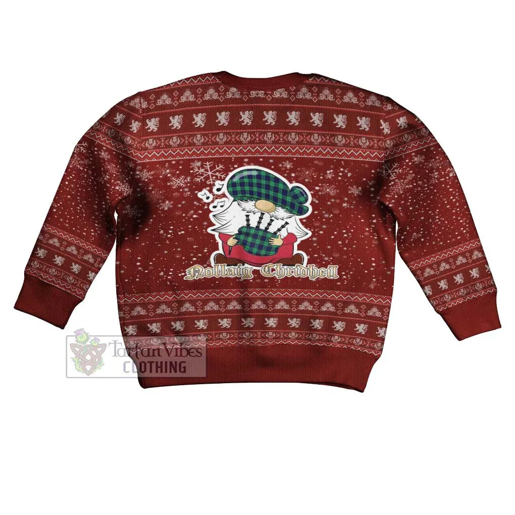 Abercrombie Clan Christmas Kid Ugly Sweater with Gnome Playing Bagpipes