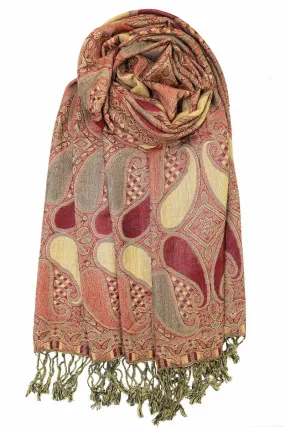 Achillea Burgundy Multi Color Paisley Pashmina