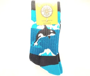 Arctic Orca Women's Wool Crew Socks Blue