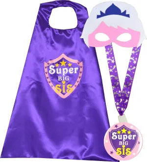 Big Sister Superhero Cape, Sister Gift Superhero Mask, Capes and Lanyard with Badge, Gifts