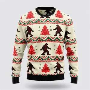 Bigfoot Tree Ugly Christmas Sweater For Men, Best Gift For Christmas, Christmas Fashion Winter