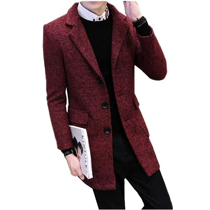 Business Casual Lapel Men Slim Trench Coat