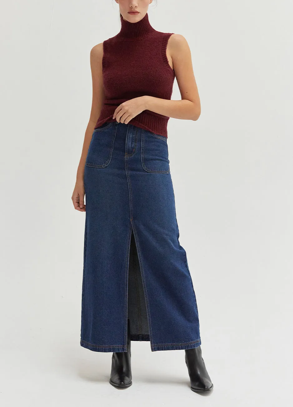 Cabernet Red Sleeveless Turtleneck Top