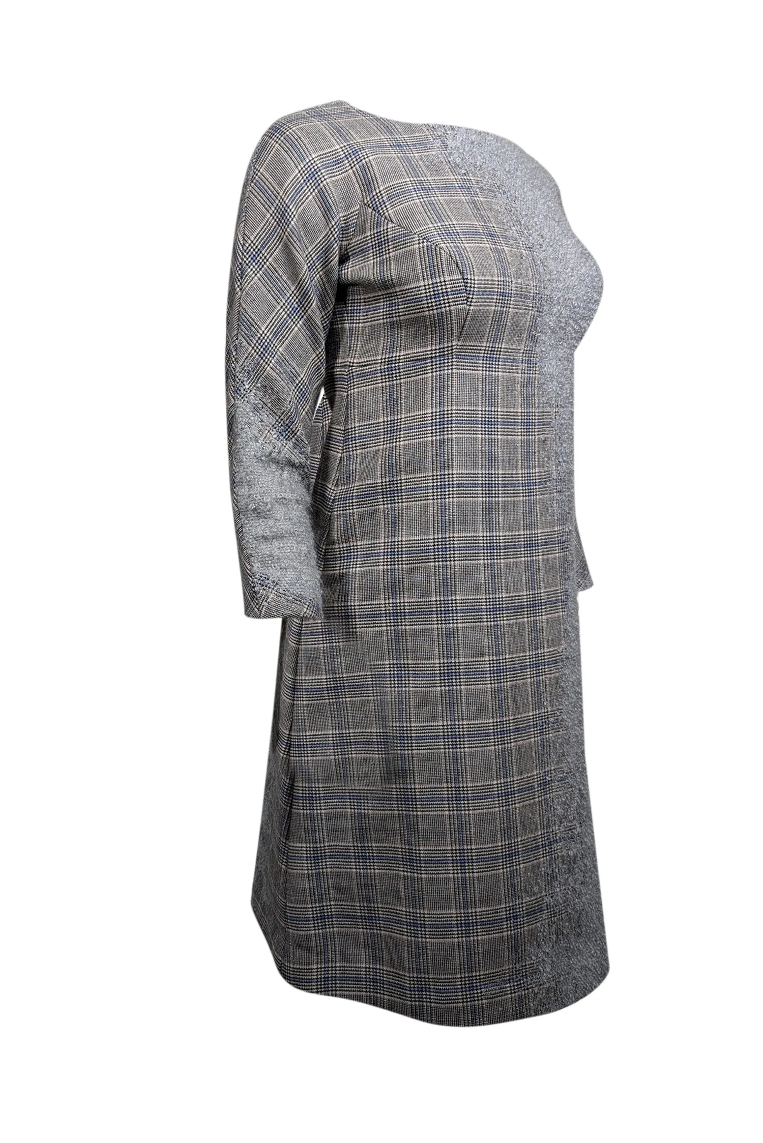 Carolina Herrera - Grey Plaid Wool Blend Dress Sz 2