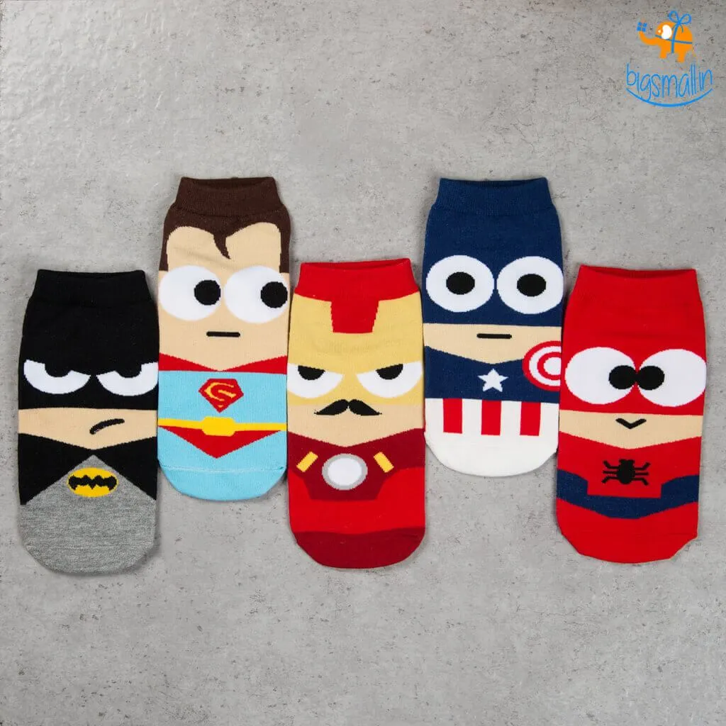 Cartoon Superhero Socks - Set of 5