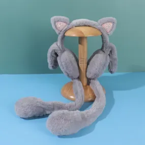 Cat Earmuffs with Flapping Ears (Squeeze Tails)