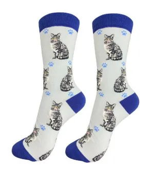 Cat Socks-Silver Tabby Full Body