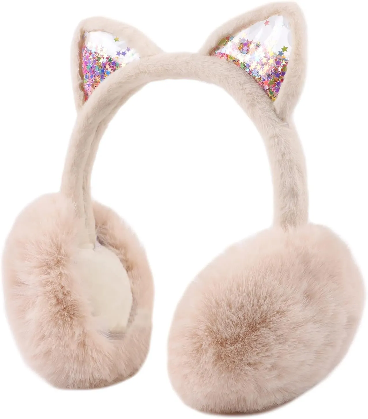 Cat Style Black Foldable Faux Fur Winter Style Ear Muffs