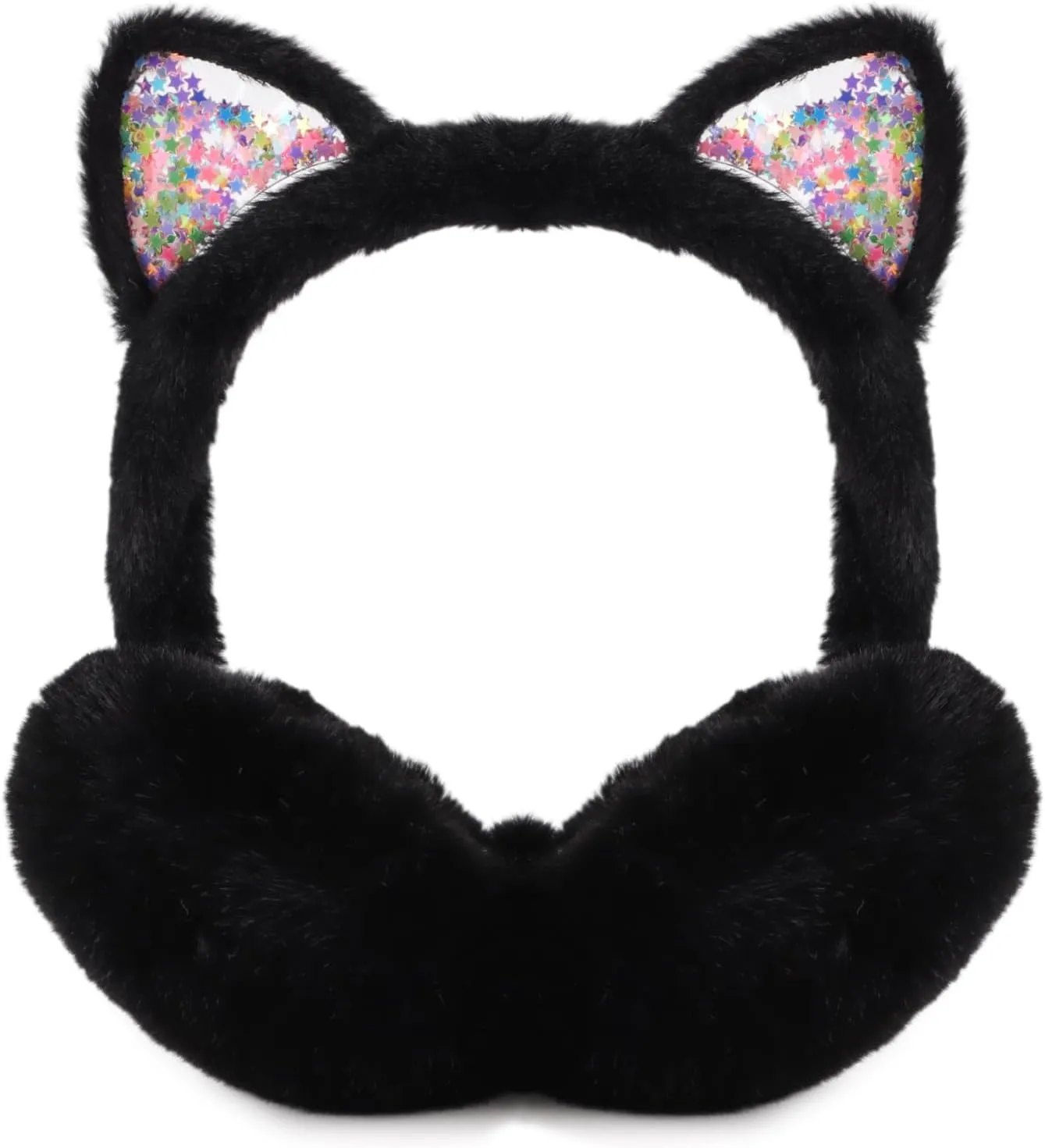 Cat Style Black Foldable Faux Fur Winter Style Ear Muffs