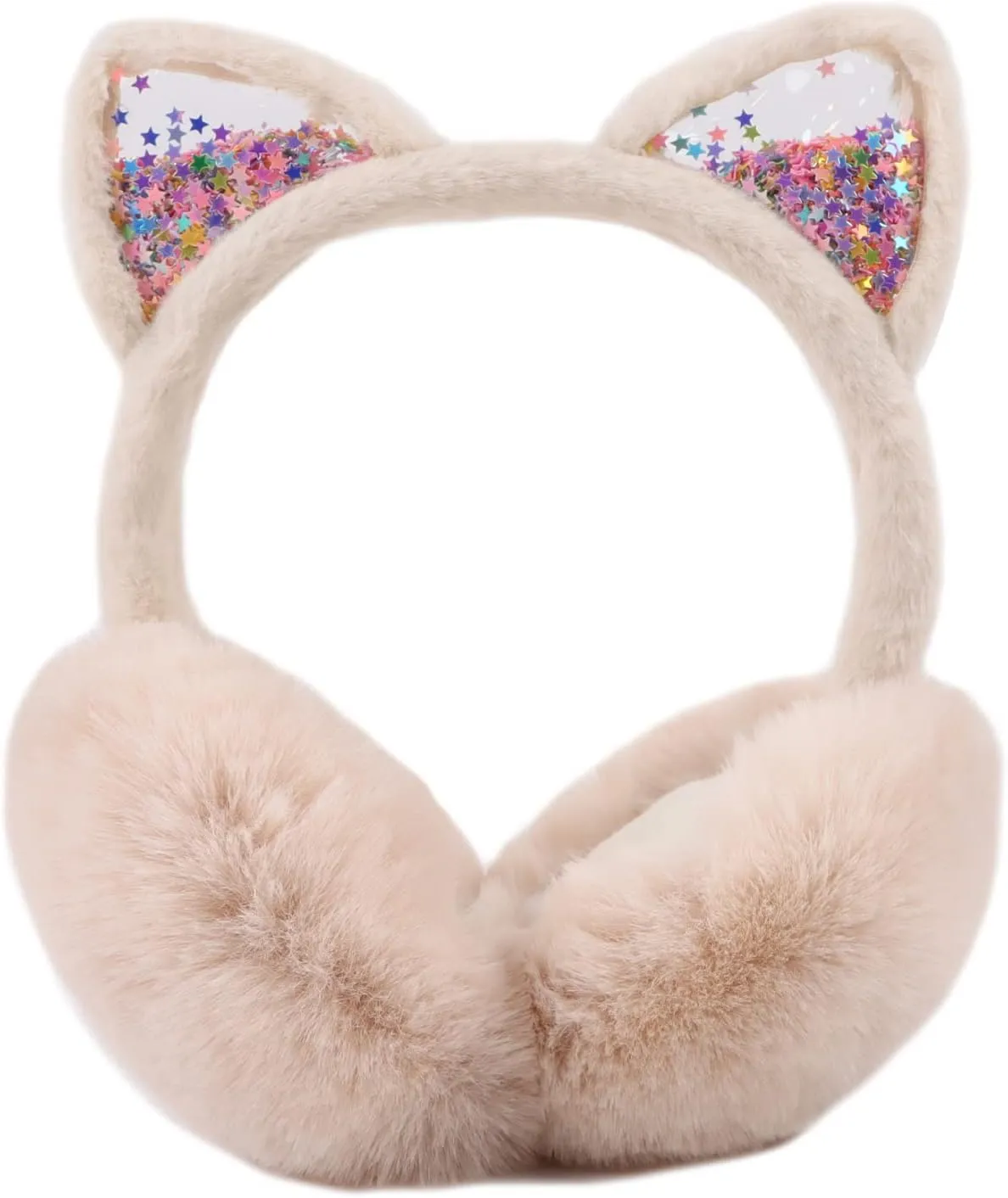 Cat Style Black Foldable Faux Fur Winter Style Ear Muffs