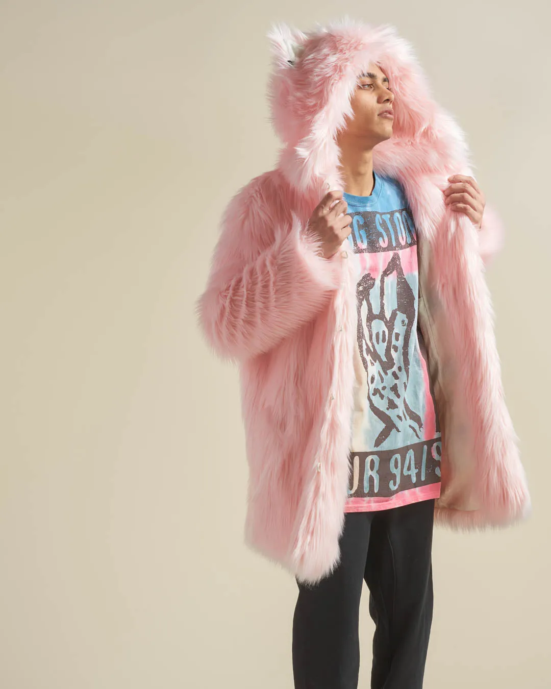 Classic Men's Faux Fur Coat | Flamingo Wolf