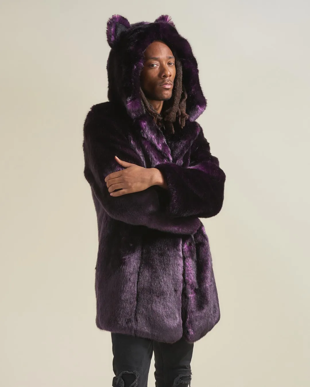 Classic Men's Faux Fur Coat | Midnight Wolf