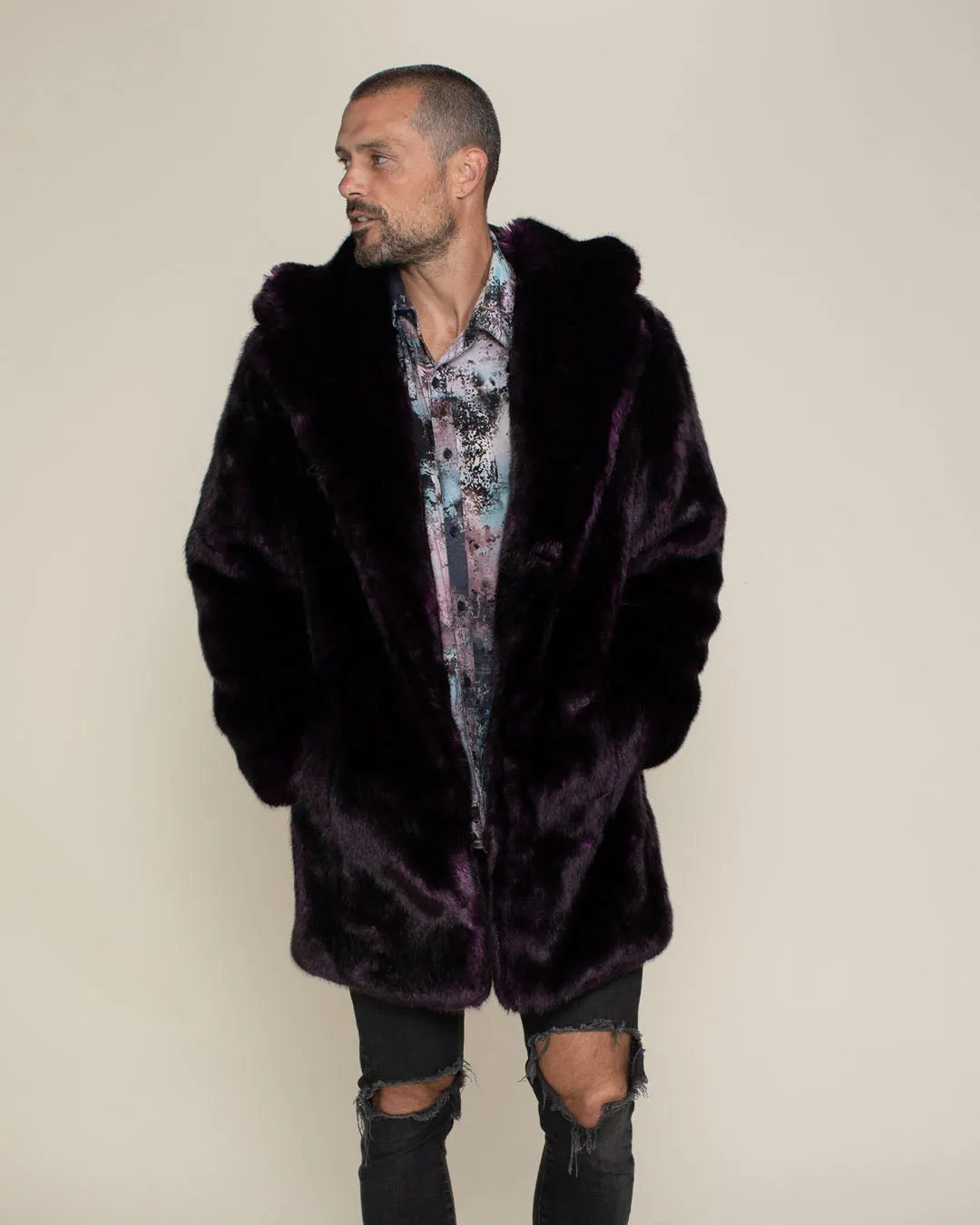 Classic Men's Faux Fur Coat | Midnight Wolf