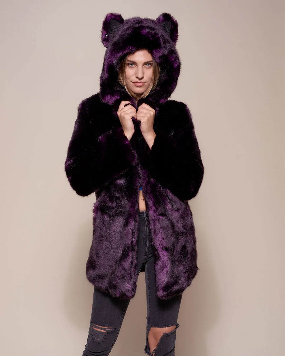 Classic Women's Purple Faux Fur Coat | Midnight Wolf