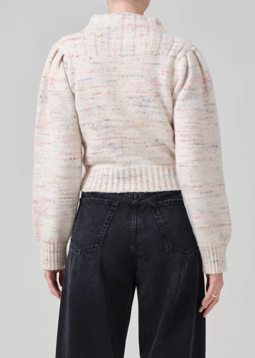 Claudia Turtleneck Puff Sleeve in Confetti Marl