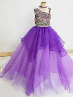 Custom Made Teens Halter Glitzy Purple Long Formal Gown