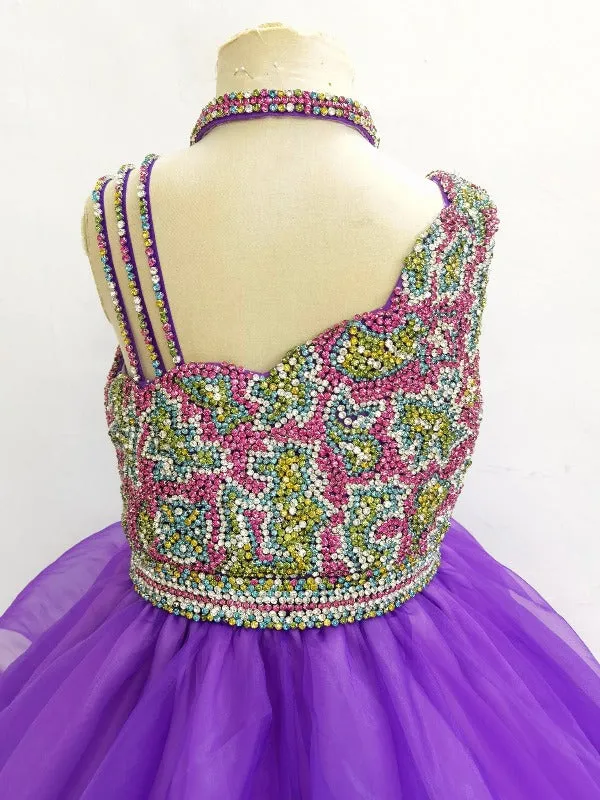 Custom Made Teens Halter Glitzy Purple Long Formal Gown