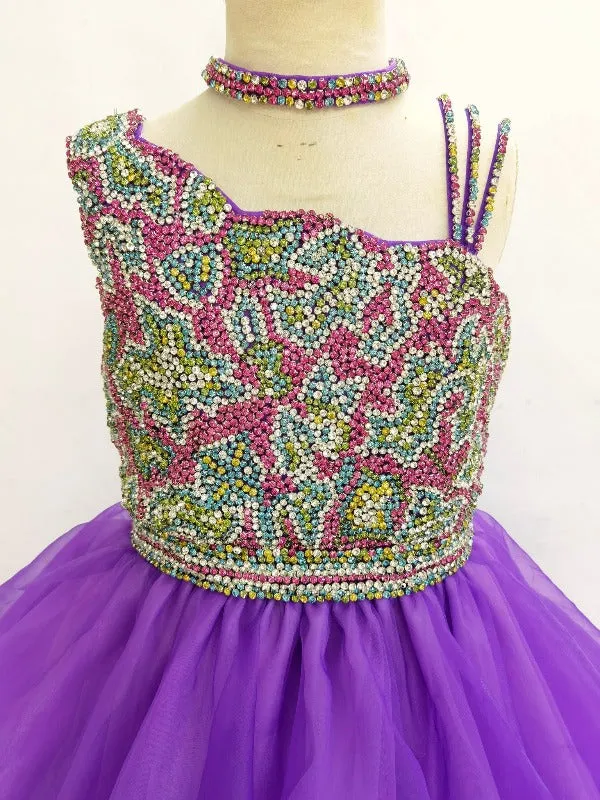 Custom Made Teens Halter Glitzy Purple Long Formal Gown