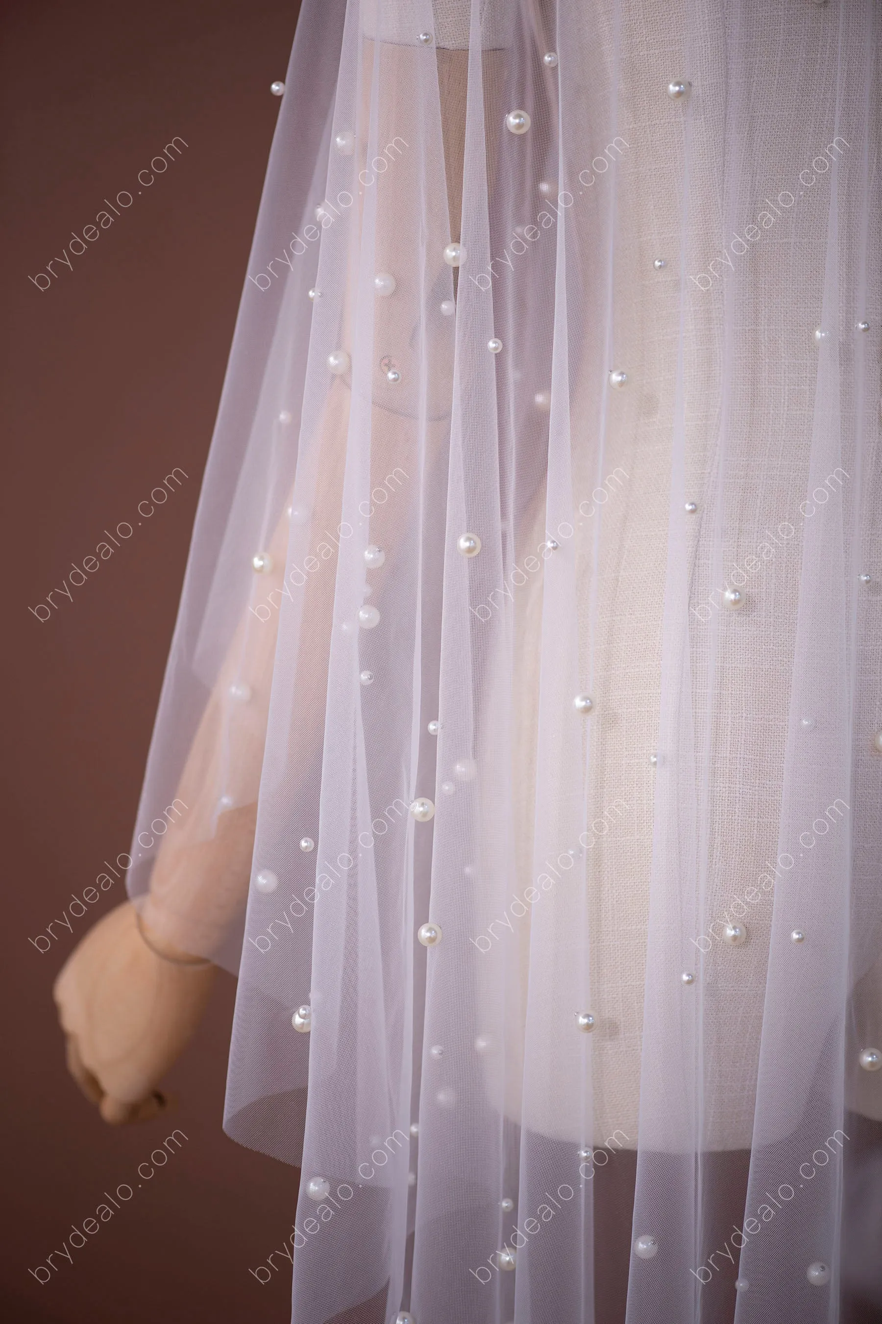 Designer Pearls Tulle High-low Bridal Cape Wedding Separates