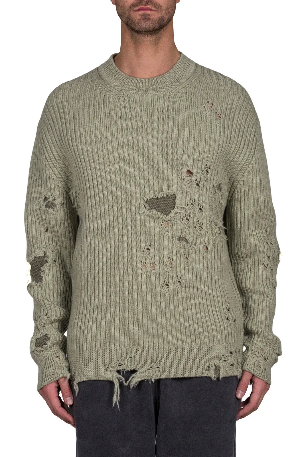 Destroyed Military Rib Sweater