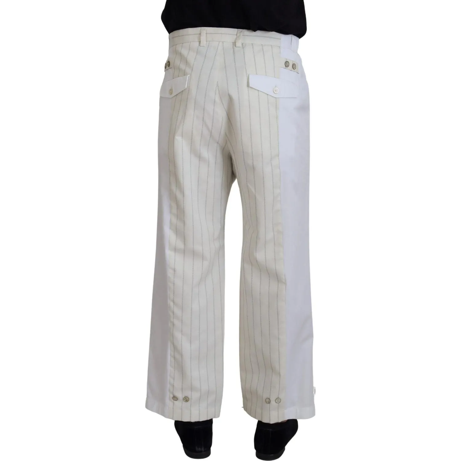 Dolce & Gabbana Elegant White Striped MainLine Trousers