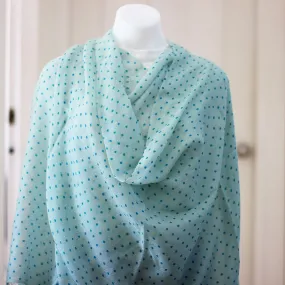 Dot Print Diamond Weave Pure Pashmina Shawl Mint