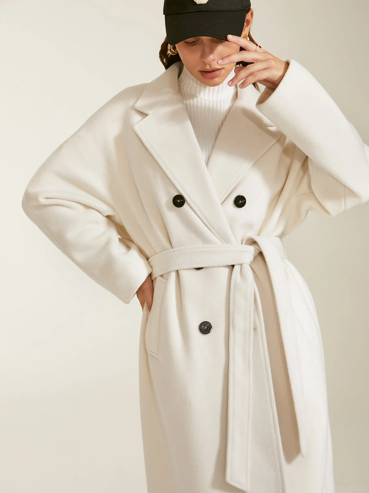 Double Breasted Graceful Notch Lapel Overcoat