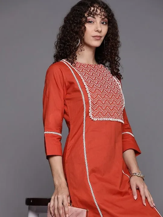 Embroidered Thread Work Kurta with Trousers