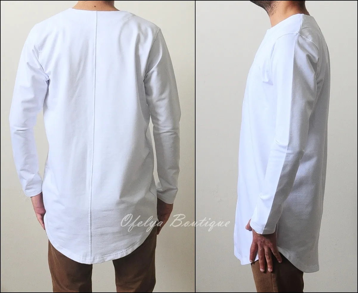 Essential Baseball Round Neck Front Button Jersey Shirt Long Tshirt