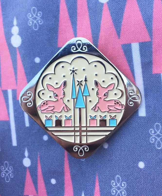 Festive Pastel Vintage Reindeer Enamel Pin