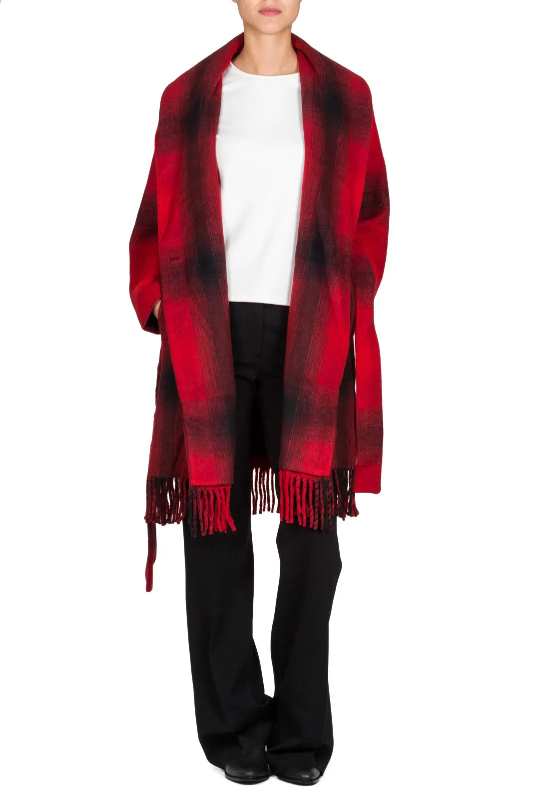 Fringed Blanket Wool Coat