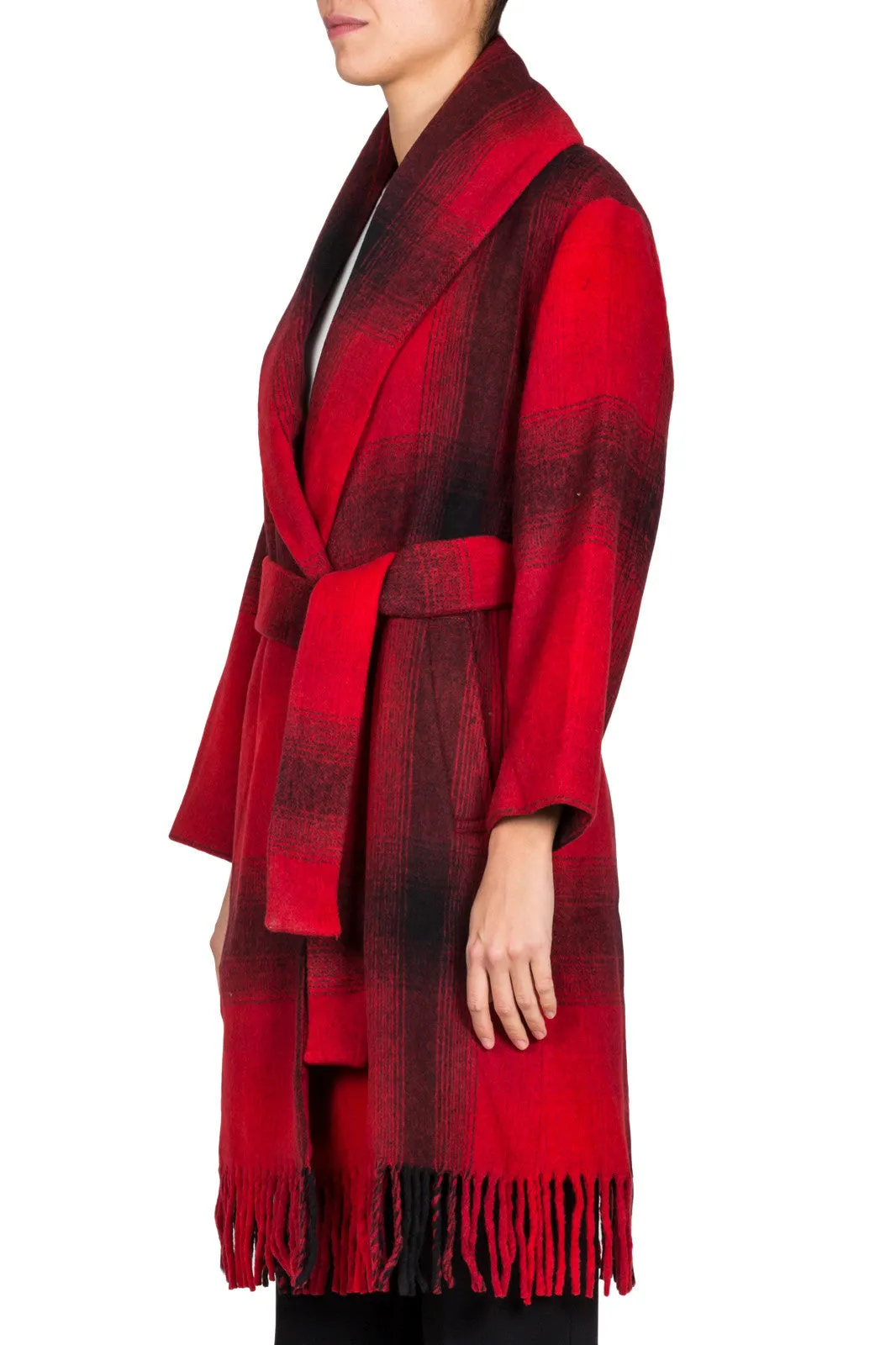 Fringed Blanket Wool Coat