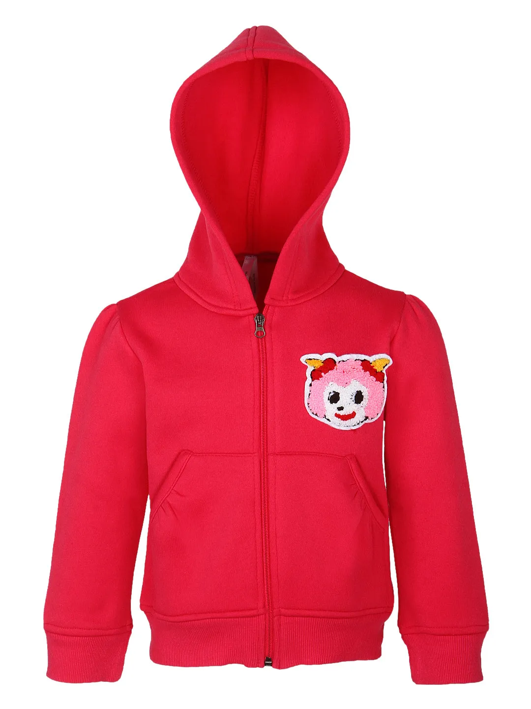 Girl's Fuschia Embroidered Hoodie Jacket - StyleStone Kid