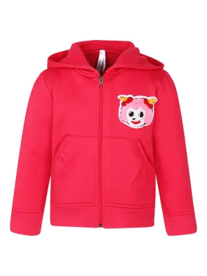 Girl's Fuschia Embroidered Hoodie Jacket - StyleStone Kid