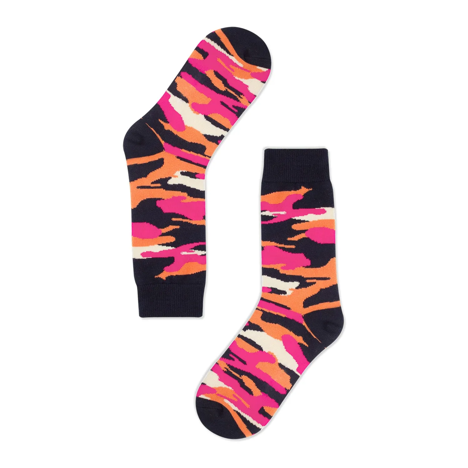 Golden Rabbit Unisex Crew Socks - Camo Flame - Small