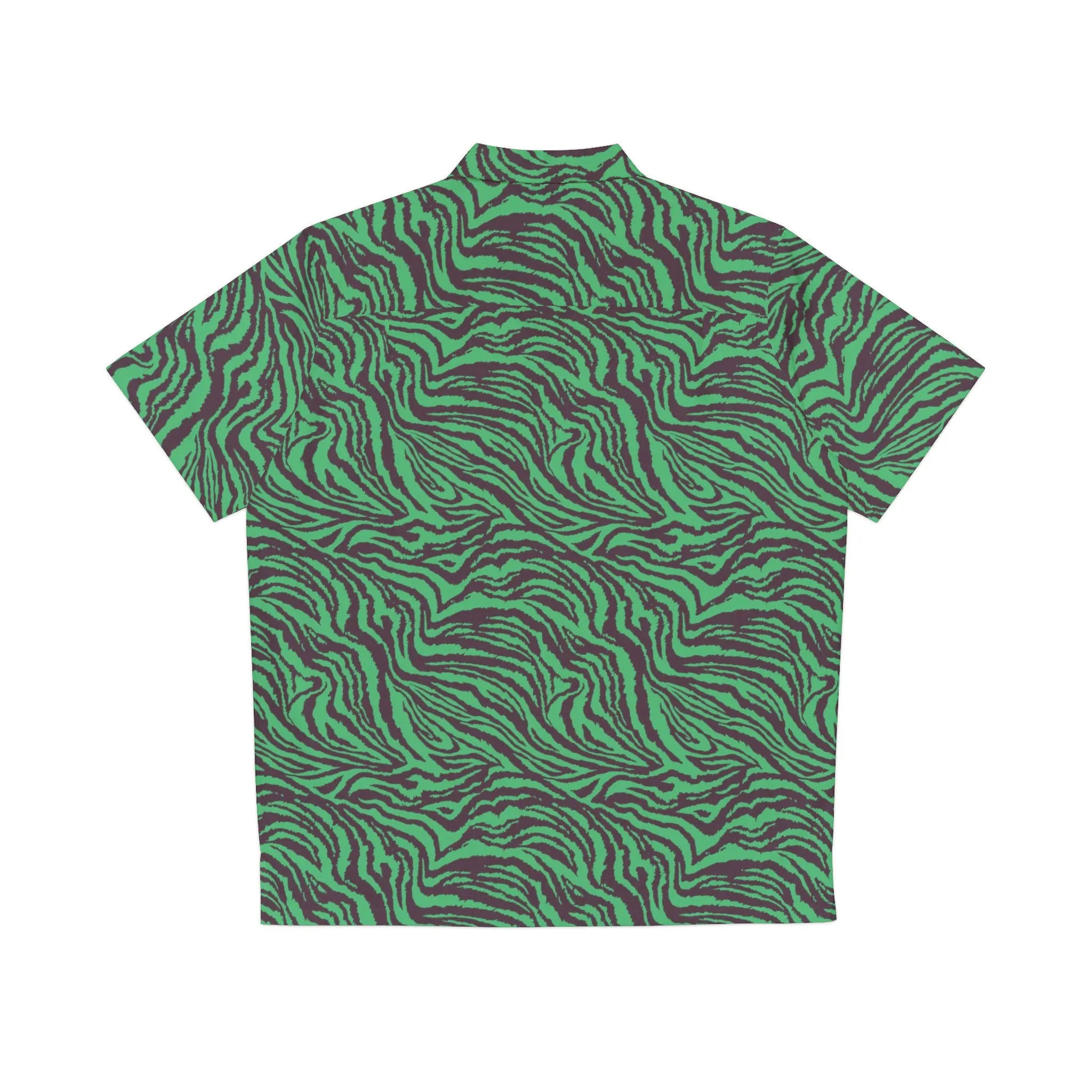 Green Wavy Zebra Hawaiian Shirt