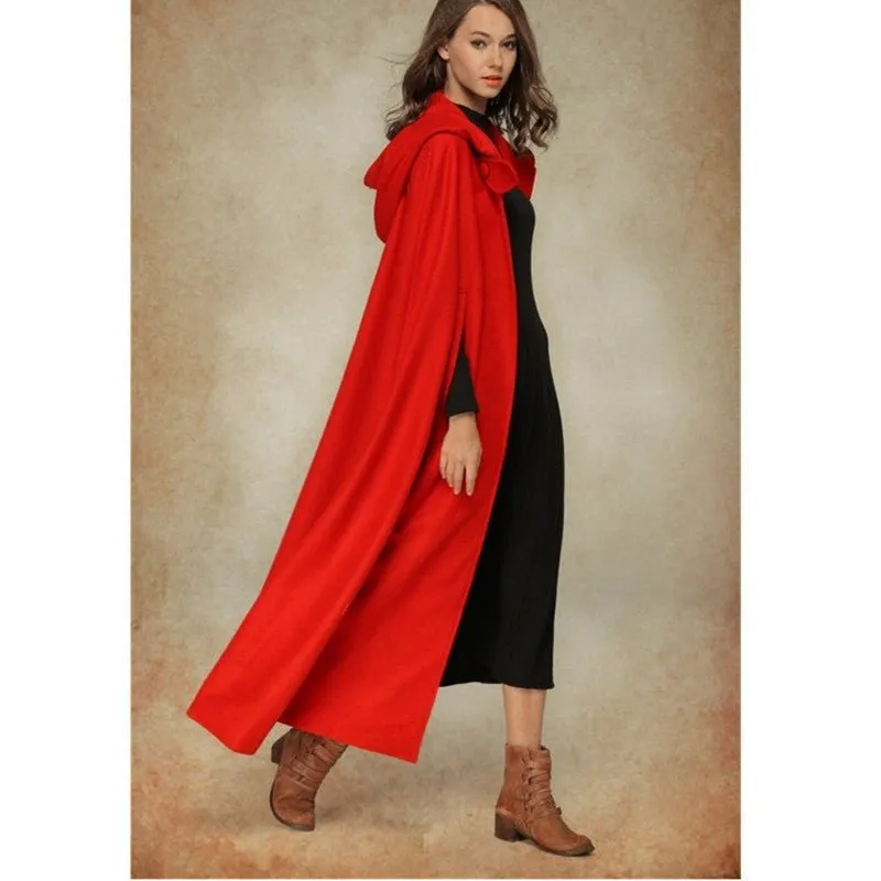 Hooded Shawl Extended Cape Coat (MOA088)