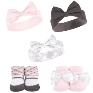 Hudson Baby Headband and Socks Set, Damask