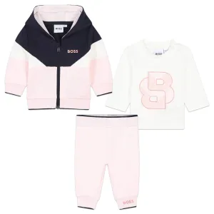 Hugo Boss Baby Girls Pink & Navy Tracksuit