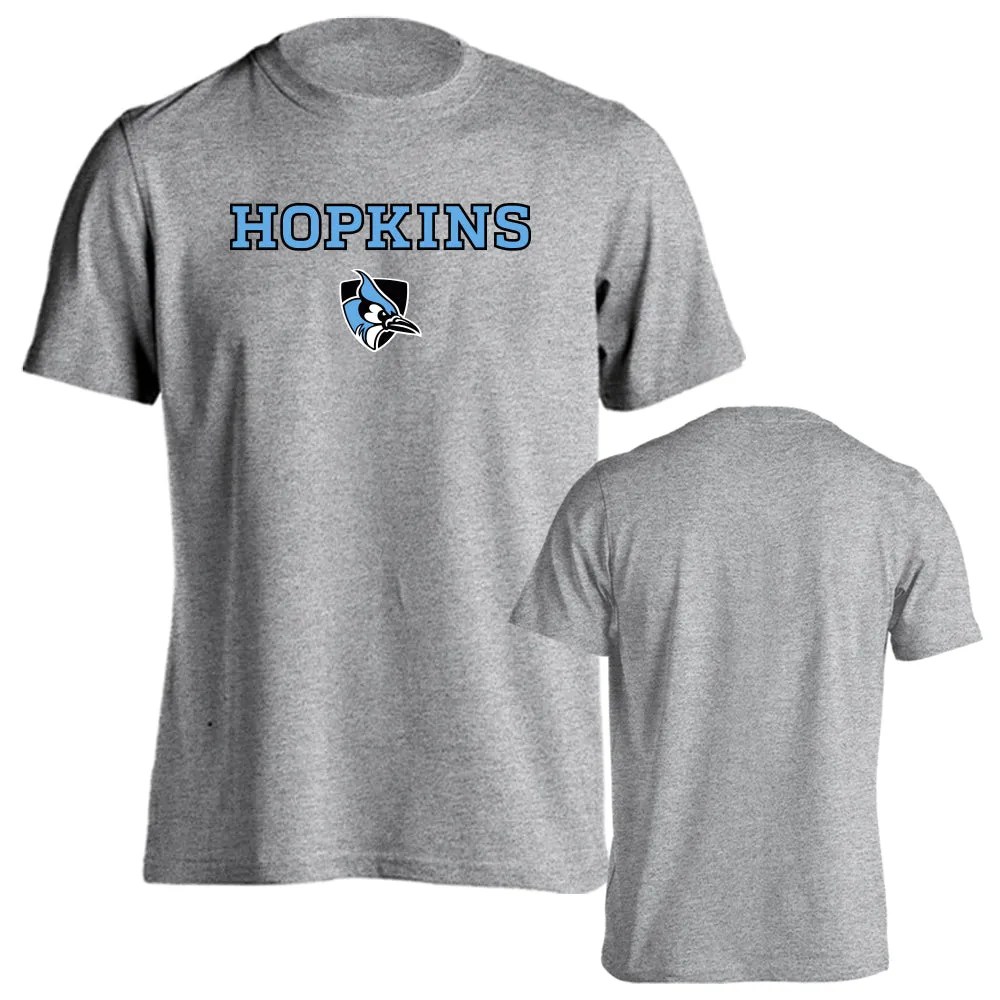 Johns Hopkins University Arched Text with Mascot Short Sleeve T-shirt Tee