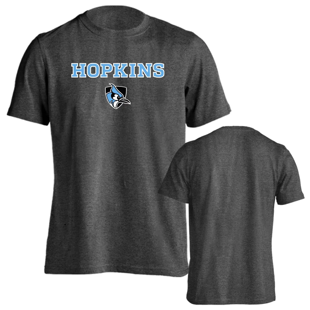 Johns Hopkins University Arched Text with Mascot Short Sleeve T-shirt Tee