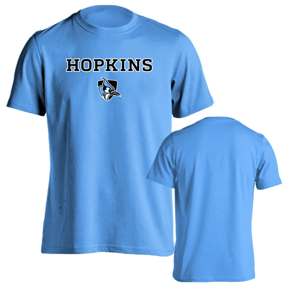 Johns Hopkins University Arched Text with Mascot Short Sleeve T-shirt Tee