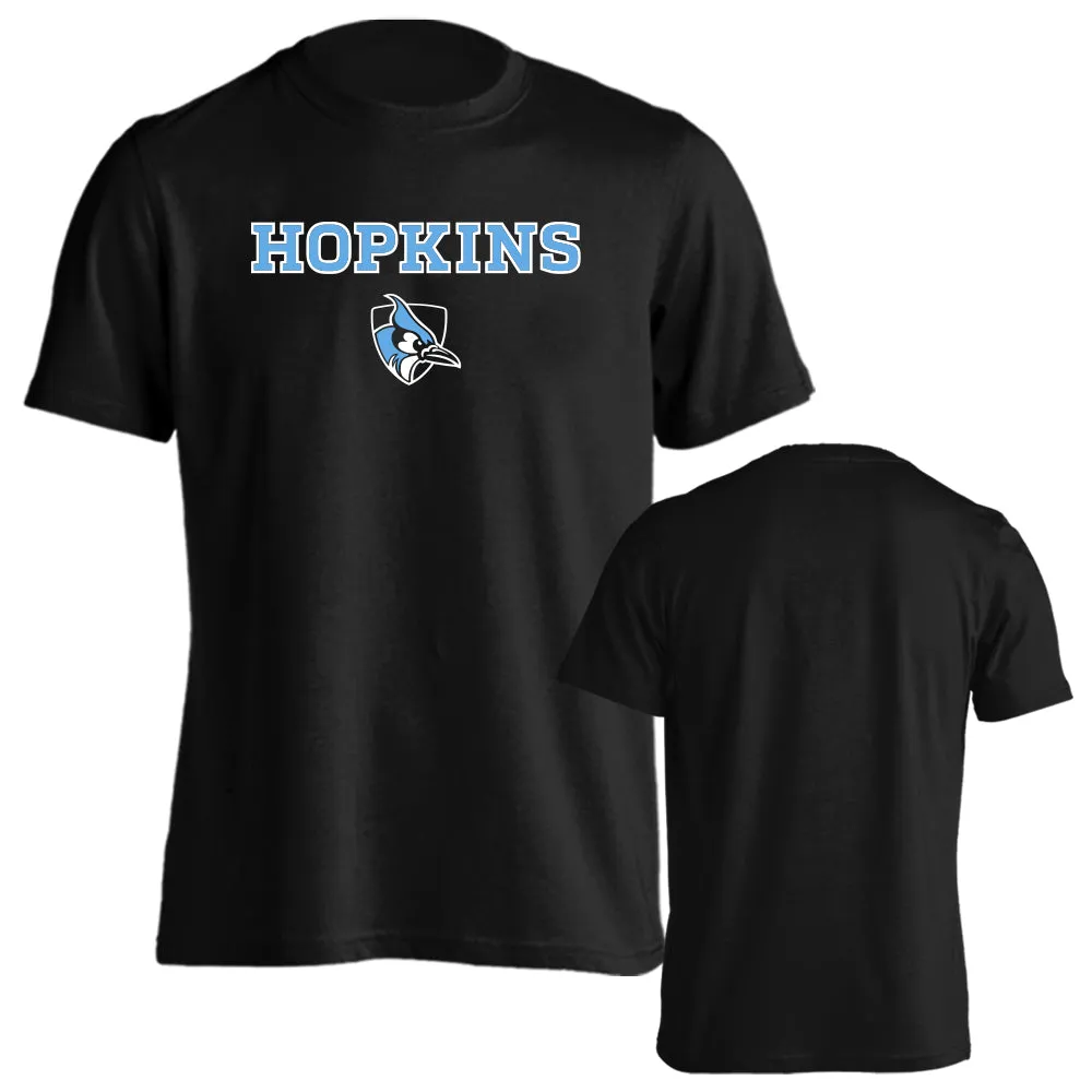 Johns Hopkins University Arched Text with Mascot Short Sleeve T-shirt Tee