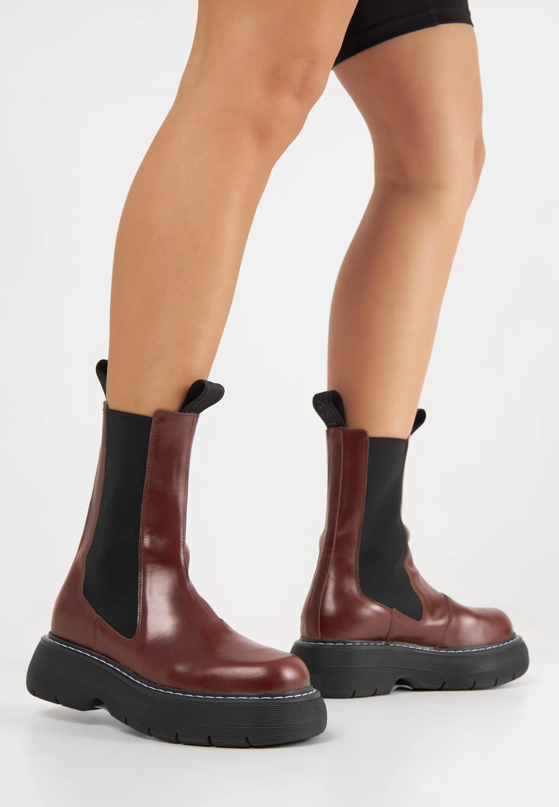 Joy Dark Brown High Chelsea Boots