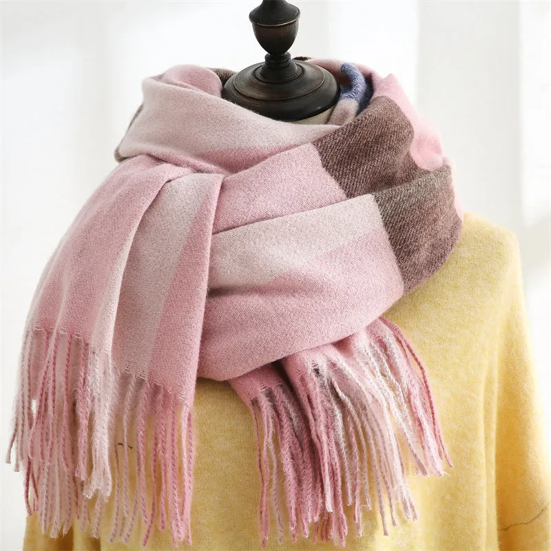 LDM Warm Thick Tassel Cashmere Scarf Women Scarves and Shawls Blanket Double-sided