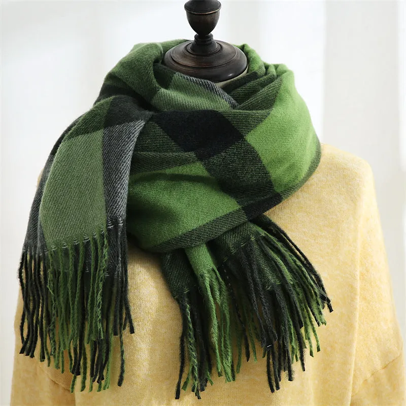 LDM Warm Thick Tassel Cashmere Scarf Women Scarves and Shawls Blanket Double-sided