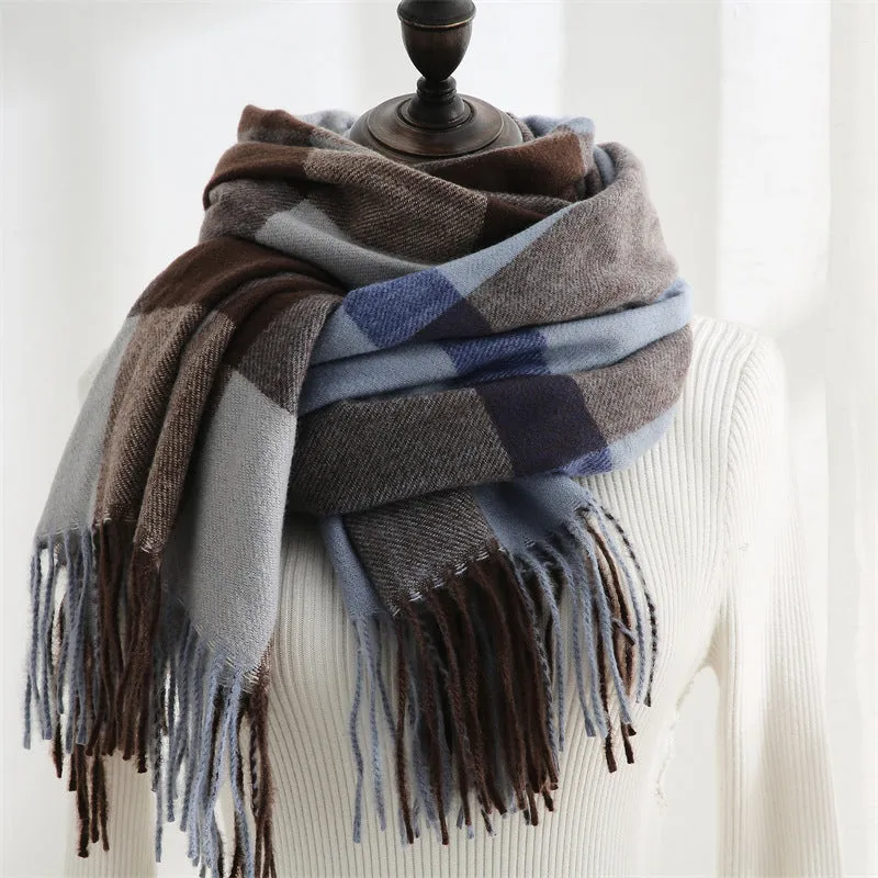 LDM Warm Thick Tassel Cashmere Scarf Women Scarves and Shawls Blanket Double-sided